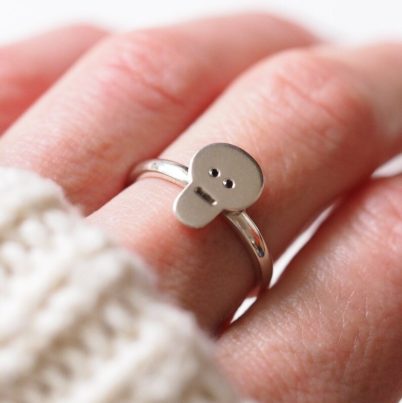 Skull Ring / Recycled Silver / Black Diamond Eyes / Skull Stacking Ring / RockCakes image 7