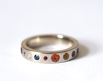 Planeten Ring / Recyceltes Sterling Silber / Eternity Ring / Alternativer Ehering / Für immer Ring / Sapphire, Diamant, Rubin / RockCakes