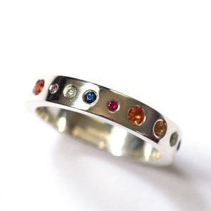 Planet Ring / Handmade in 9ct Recycled Gold / Alternative Wedding Ring / Sapphire Ring / Eternity Band for Wife / Solar System Ring image 7