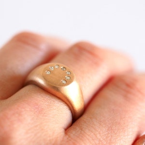 Diamond Arc Signet Ring in Rose Gold image 7