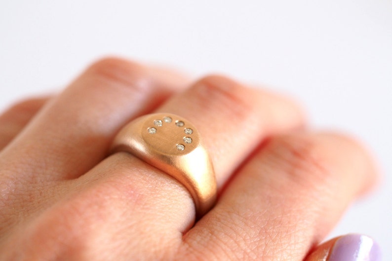 Diamond Arc Signet Ring in Rose Gold image 7