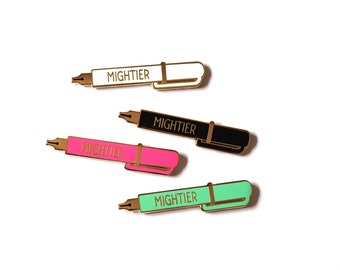 Mightier Pen Pin Badge, Pin, Enamel Pin, Pin Badge, Pins, Lapel Pin, Brooch, Enamel Brooch, Teacher Gift, Gift For Writer