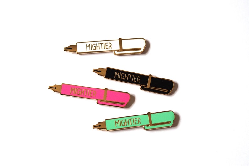 Mightier Pen Pin Badge, Pin, Enamel Pin, Pin Badge, Pins, Lapel Pin, Brooch, Enamel Brooch, Teacher Gift, Gift For Writer 