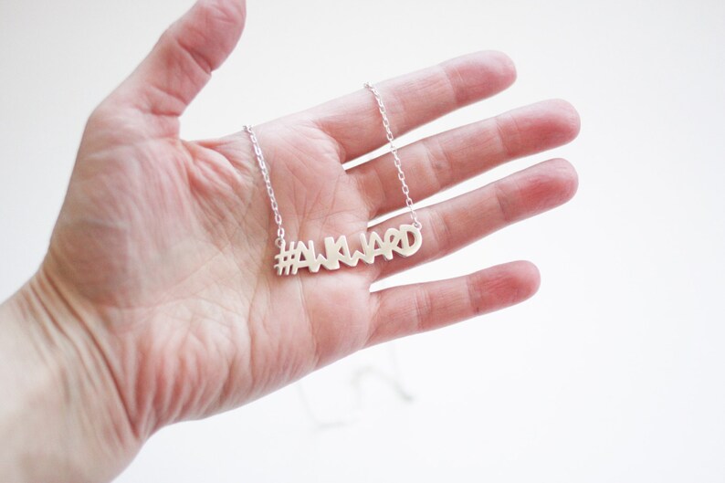 Hashtag Awkward Necklace Handmade Sterling Silver. Only One Etsy
