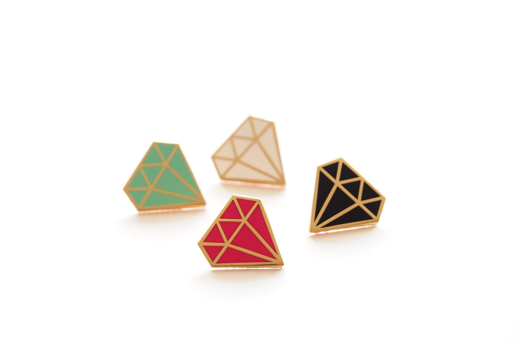 Diamond Brooch, Enamel Pin Badge, Four Fab Colours