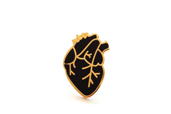 Anatomical Heart Pin, Pin, Heart Pin, Enamel Pin, Pin Badge, Black and  Gold, Black Heart, Lapel Pin, Wedding Gift, Heart Brooch, Rockcakes -   Canada