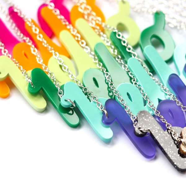 Hello Acrylic Statement Necklace: Laser Cut Word Pendant