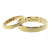 Gold Wedding Ring, Ladies 3mm Wedding Band, Flat Band, Handmade 9ct or 18ct Yellow, Rose or White Gold. Made in England