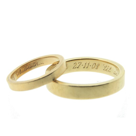 Gold Wedding Ring Ladies 3mm Wedding Band Flat Band | Etsy