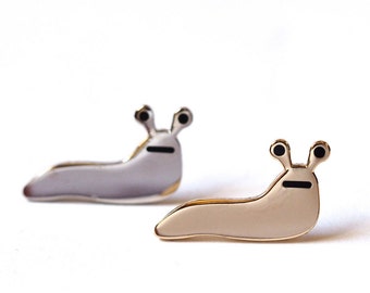 Slug Enamel Pin Badge / Silver Slug / Gold Slug / Cute Gift / Stocking Filler / Christmas Gift For Friend / Collectable Enamel Pin