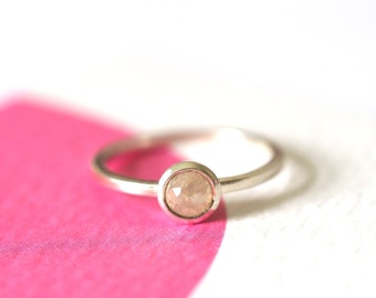 Natural Diamond Ring / Rose Cut Diamond / Recycled Silver Ring / Diamond Stacking Ring / Affordable Engagement Ring / RockCakes