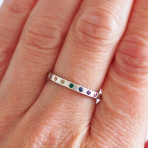 Skinny Rainbow Band / Recycled Sterling Silver / Rainbow Ring / Sapphire / Ruby / Emerald / Amethyst / Natural Gemstones / RockCakes image 7