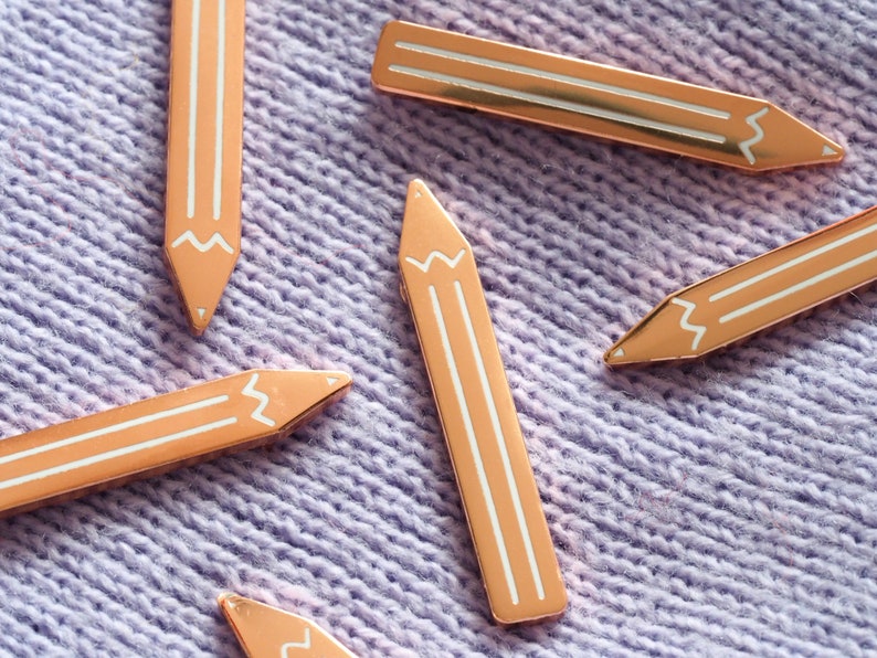 RockCakes Lapel Pin Pins White Hard Enamel pin UK Pencil Pin Badge Stationery Lover Pencil Brooch Rose Gold
