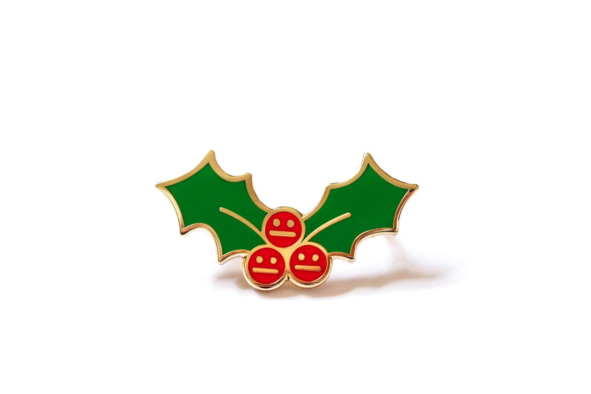 Holly Enamel Christmas Pin Badge