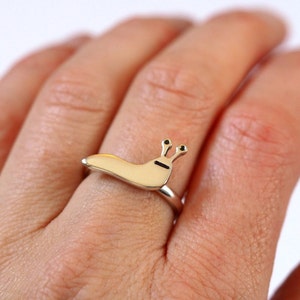 Slug Ring /Recycled Sterling Silver Ring / Handmade / Black Diamonds / Gift for Creature Lover / Slug Love / Precious Jewellery / Rockcakes image 7