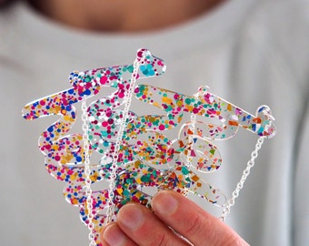Confetti Hello Necklace / Party Necklace / Laser Cut Necklace / Confidence Necklace / Playful Jewellery / Gift For Friend / RockCakes