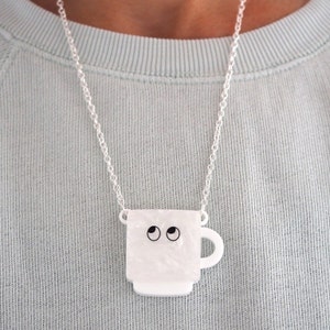 Kawaii Pen Pot Necklace: Laser Cut Acrylic Stationery Mug Pendant image 7