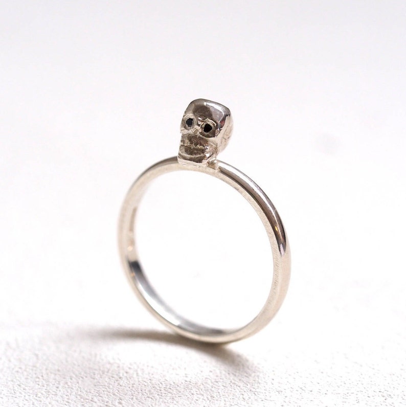 Skull Ring / Diamonds / Recycled Sterling Silver / Forever Ring / Gift For Girl Friend / RockCakes Precious Jewellery image 3