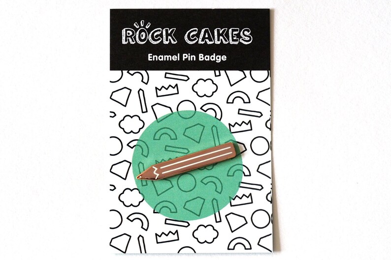 RockCakes Lapel Pin Pins White Hard Enamel pin UK Pencil Pin Badge Stationery Lover Pencil Brooch Rose Gold