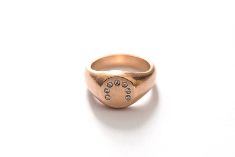 Diamond Arc Signet Ring in Rose Gold image 3