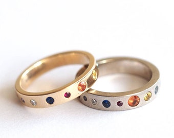 Planet Ring / Recycled 18ct Yellow, Rose or White Gold / Alternative Wedding Ring / Eternity Ring / Forever Ring / Solar System / RockCakes