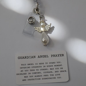 Guardian Angel Badge Reel Charm, Customizable, Lobster Clasp, Nurse Gifts, Charms image 1