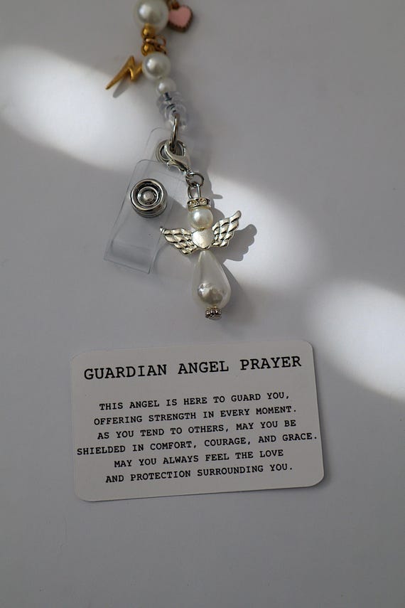 Guardian Angel Badge Reel Charm, Customizable, Lobster Clasp, Nurse Gifts, Charms