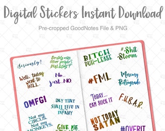 Bad Day Stickers |  Digital Planner Stickers | GoodNotes Stickers | iPad Planner Stickers | PNG Stickers