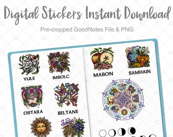 Pagan Sabbats Wheel of the Year |  Digital Planner Stickers | GoodNotes Stickers | iPad Planner Stickers | PNG Stickers