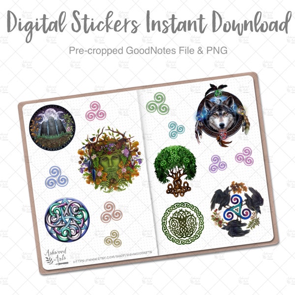 Celtic Druid Pagan Stickers |  Digital Planner Stickers | GoodNotes Stickers | iPad Planner Stickers | PNG Stickers