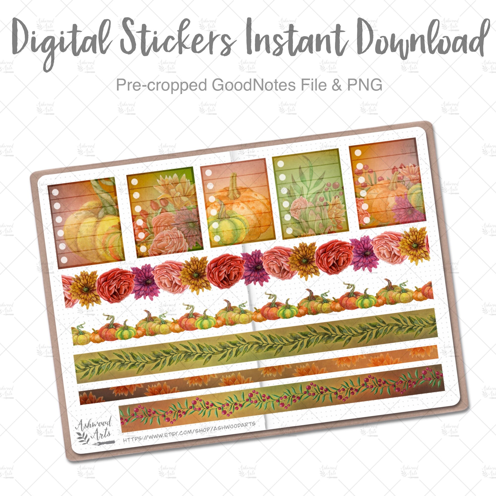 Autumn Watercolors Digital Planner Stickers Goodnotes - Etsy