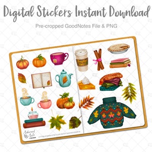 Herfst Comfort Pumpkin Spice |  Digitale Planner Stickers | GoodNotes Stickers | iPad Planner Stickers | PNG-stickers