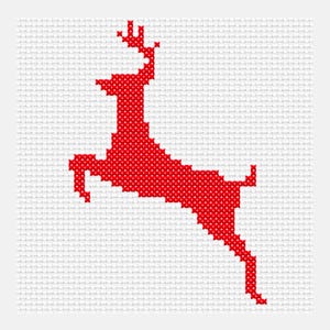 Reindeer Cross Stitch Ornament, Cross Stitch Pattern, Christmas, Holiday, Digital File, Counted Cross Stitch, PDF