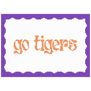 Go Tigers, Clemson, Needlepoint Pattern, Cross Stitch Pattern, Digital File