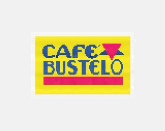 Cafe Bustelo, Cross Stitch Pattern, Needlepoint Pattern, Espresso Coffee, Counted Cross Stitch, Coffee Decor, Instant Download, Digital File