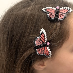 Small Butterfly Barrette with Swarovski Crystals – Handmade Whimsical Elegance
