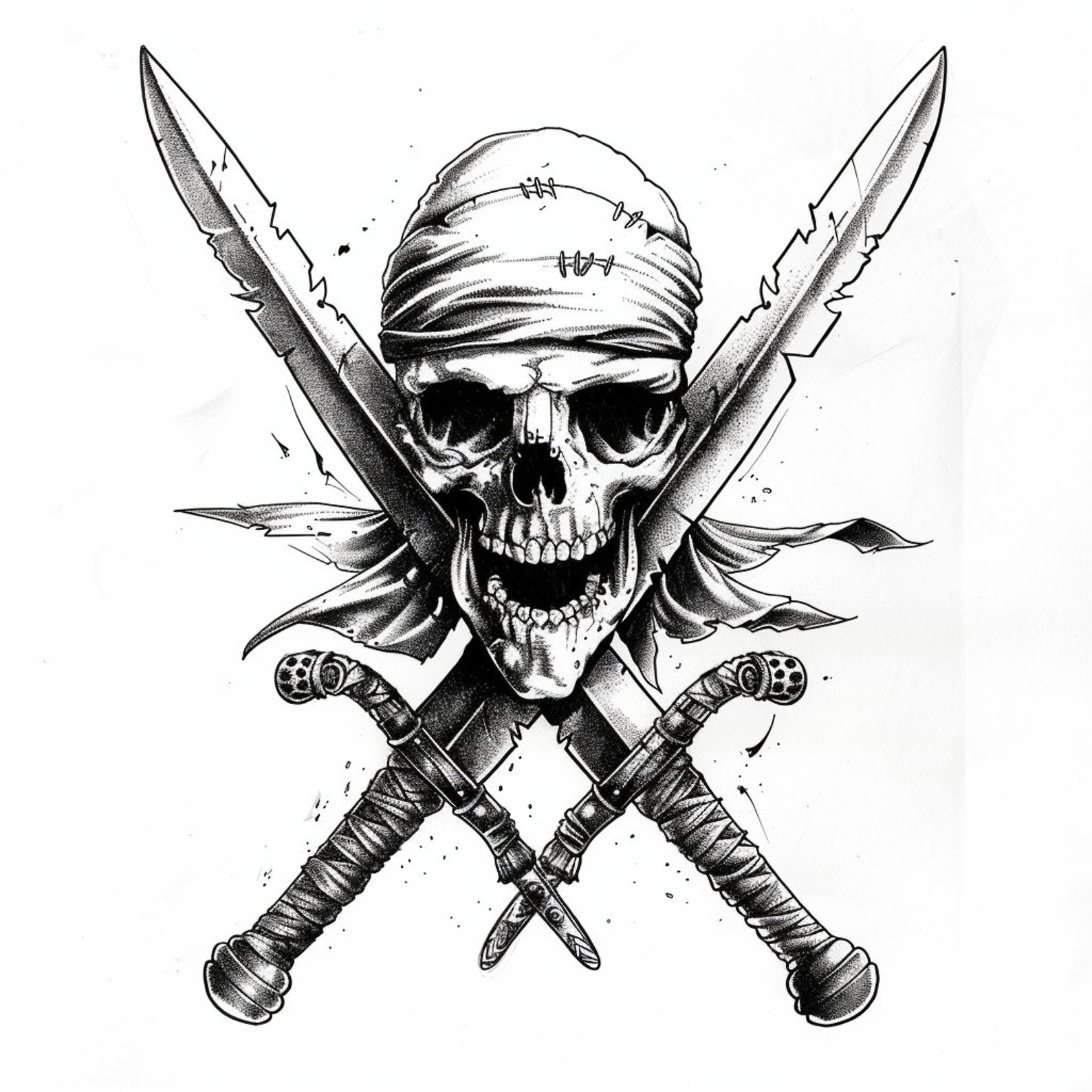 Pirate Swords 3 Tattoo Design Digital Download - Etsy