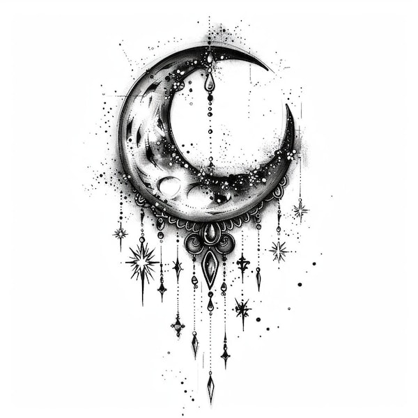 Moon Tattoo - Etsy
