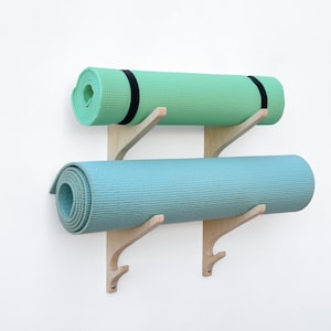 yoga mat hook, 6.5 in, wall holders, yoga mat holder, wall mount yoga mat rack, pilates mat holders, yoga mat storage, fitness room, plywood