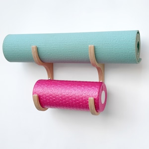 Wooden wall holders 6.5&quot;, yoga mat holder, yoga mat hooks, wall mount yoga mat rack, yoga mat storage, pilates mat holders, fitness room