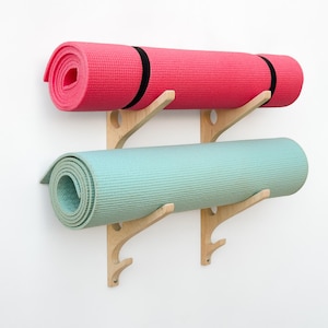 yoga mat holders, 5.5 in, wall holders, yoga mat holder, wall mount yoga mat rack, pilates mat hook, yoga mat storage, plywood, fitness room