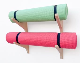 uchwyt na matę do jogi, 5,5 cala, uchwyty ścienne, haczyk na matę do jogi, ścienny stojak na matę do jogi, uchwyty na matę do pilatesu, przechowywanie maty do jogi, sala fitness, sklejka