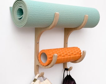 Wooden wall holders 6.5", yoga mat holder, yoga mat hooks, mount yoga mat rack, yoga mat storage, pilates mat holders, hook for sportsbag