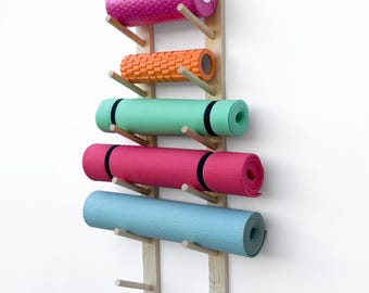 Soporte para esterilla de yoga, 16,5 cm, color ceniza, soportes de pared, gancho para esterilla de yoga, estante de pared para esterilla de yoga, soportes para esterillas de pilates, almacenamiento para esterillas de yoga, sala de fitness