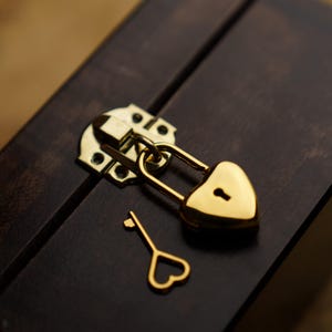 Golden Love Locks, Jewelry Box Padlock, Heart Padlock with Key, Decorative Metal Suitcase Locks, Steel Lock for Luggage, Gift Box Latches