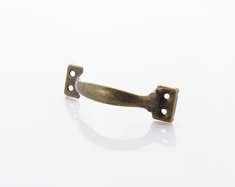 Aged Brass Knob 75x20 mm, Mini Antique Drawer Pulls, Vintage Retro Drawer Pulls, Curved Decorative Metal Knob 10 pcs.