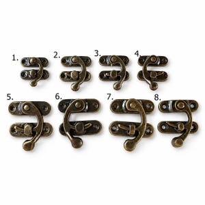 Loquet à bascule en laiton antique, fermoir décoratif pour boîte, petit cadenas à crochet pour projets d'artisanat - Lot de 10