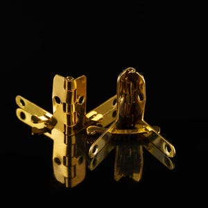 Golden Hinges 22x28mm for Gift Boxes, Ornate Mini Hinge for DIY and Restoration Projects, Decorative Hinge for Small Cabinets, Spring Hinge