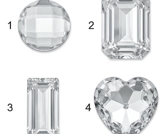 Set of 10 Clear Rhinestones, Bulk Pack of 10 Pcs Crystal Flatback Faceted Gems, Round Rectangle Heart Acrylic Cabochons for Jewelry Making