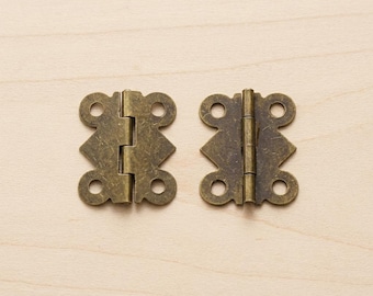 Mini Antique Bronze Butterfly Hinges – 25x20mm Victorian Metal Hardware for Jewelry Boxes, Dollhouses